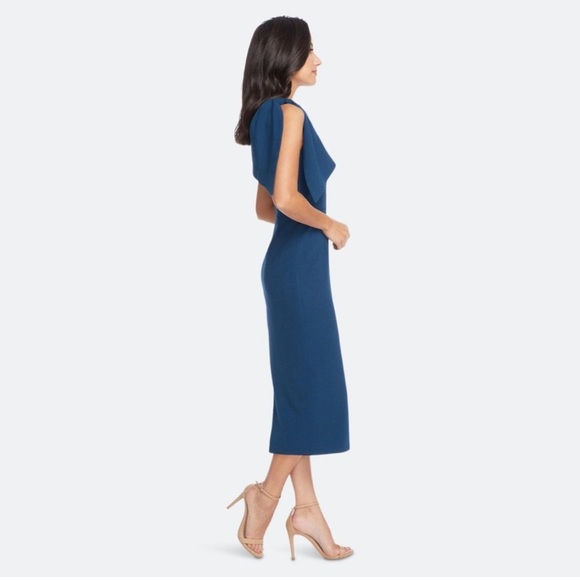 Dress the Population Tiffany One-Shoulder Midi Dress Peacock Blue Size XS NWT - Picture 2 of 7
